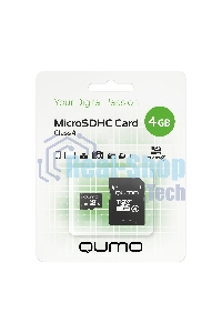 Флеш карта QUMO QM4GMICSDHC4 4Gb MicroSDHC Class 4, SD adapter