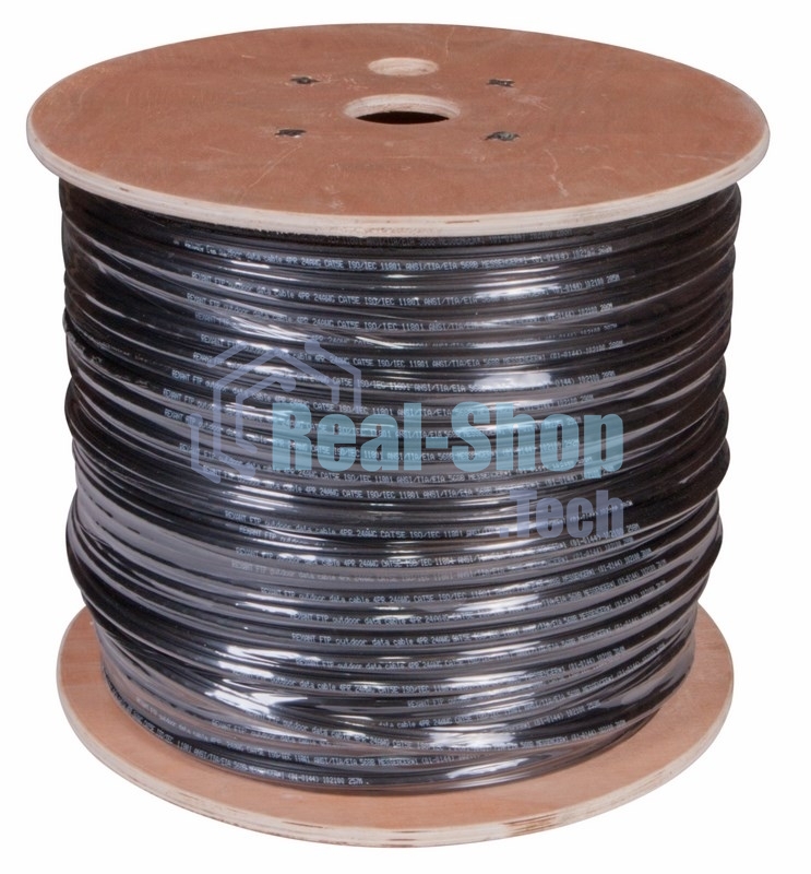 Кабель витая пара Rexant F/UTP, cat.5e, PE, 4PR, 24AWG, внешний, черный, с тросом, 305 м