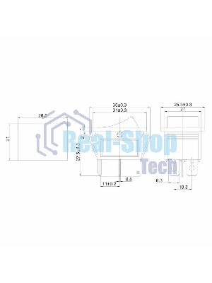 Выключатель клавишный Rexant 250V 15А (4с) ON-OFF черный