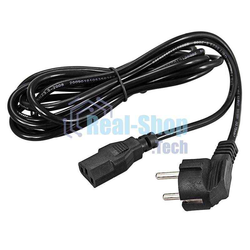 Шнур сетевой Rexant евровилка угловая - евроразъем С13, кабель 3x0,75 мм², длина 1,8 м. (PVC пакет)