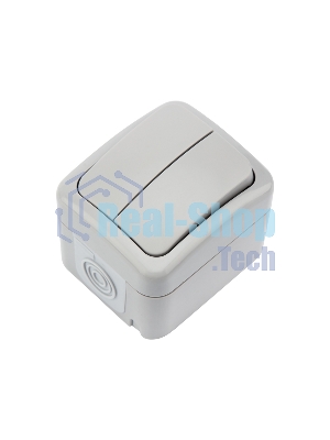 Выключатель двухклавишный Kranz Mini OG OG IP54, о/у, серый