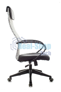 Кресло руководителя Бюрократ CH-607 TW-02 светло-серый, сиденье черный, сетка/ткань, с подголов. крестовина пластик