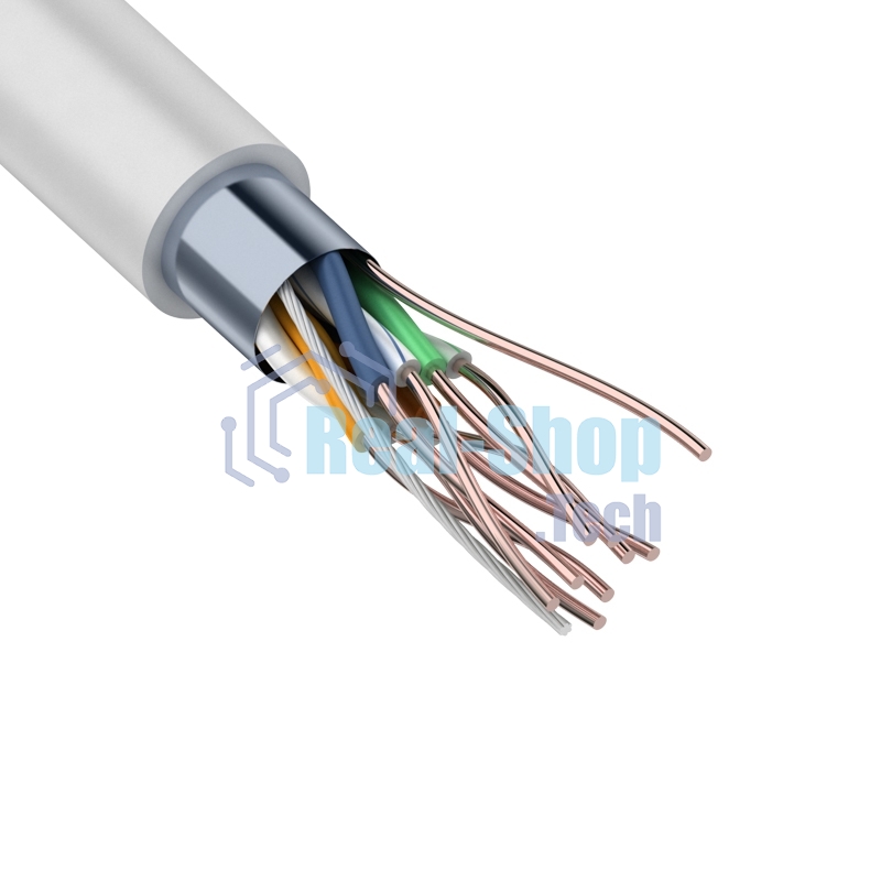 Кабель витая пара Rexant F/UTP, категория 6, ZH нг(А)-HF, 4PR, 23AWG, внутренний, серый, 305м