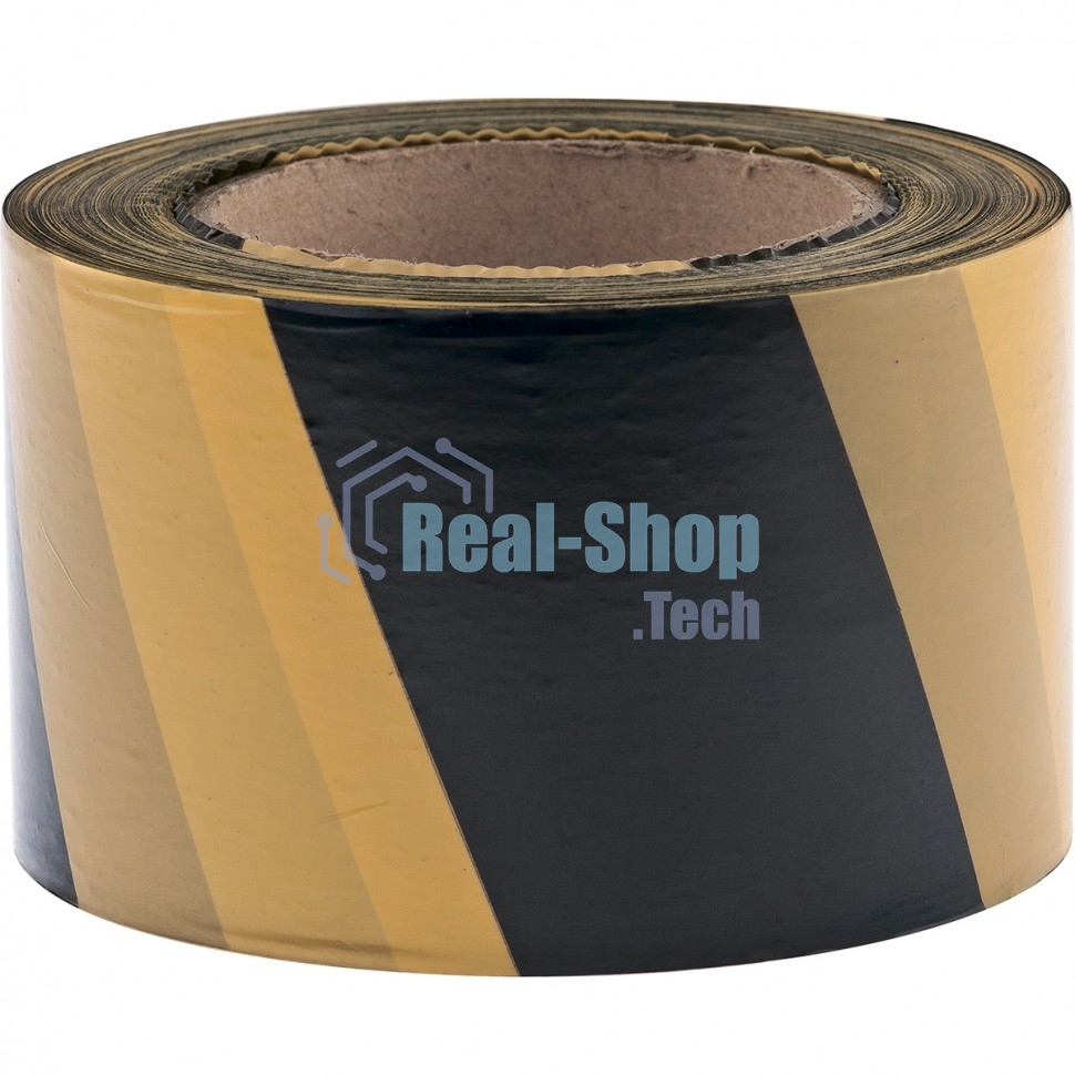 Лента сигнальная Сибртех, 75 мм х 200 м черно-желтая