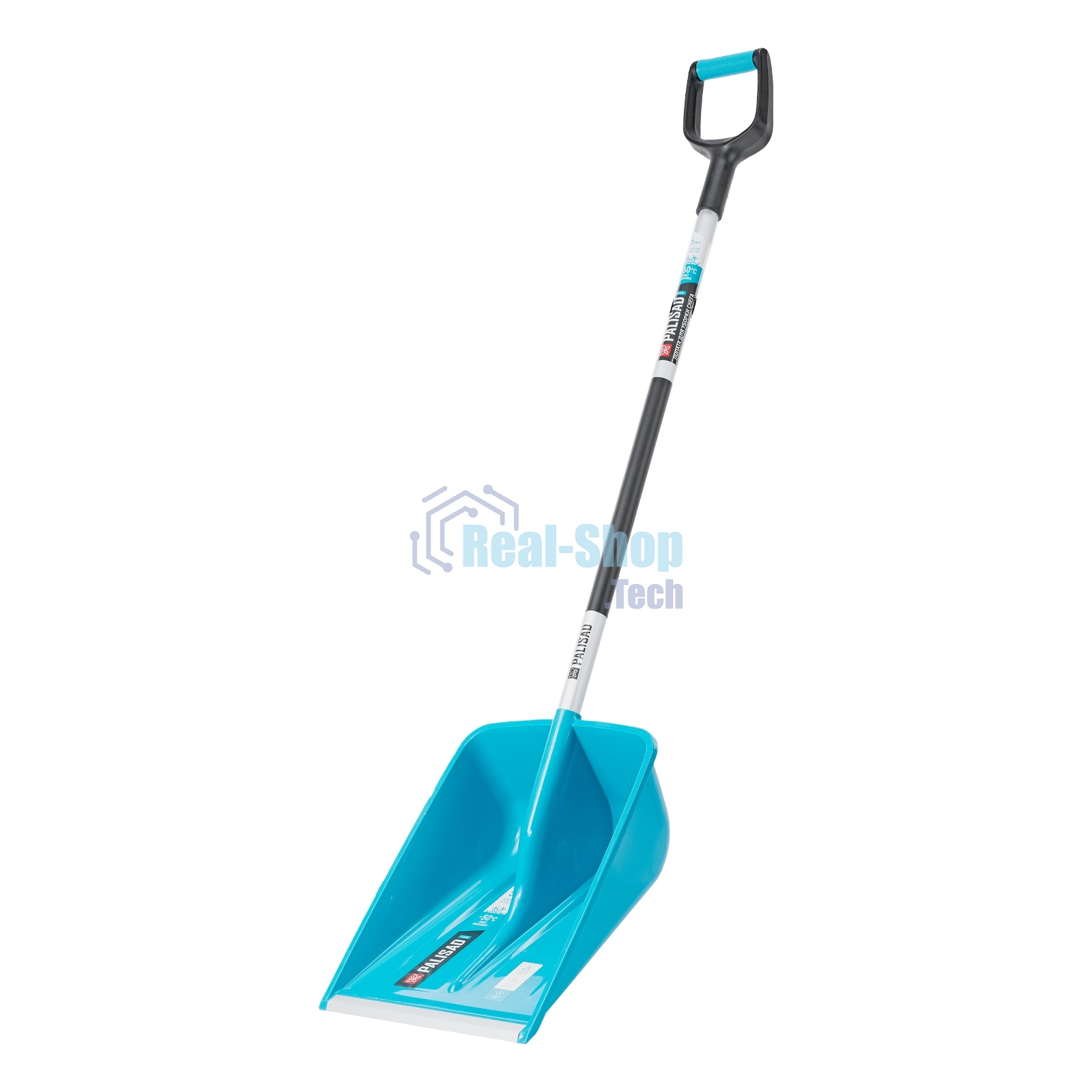 Лопата для уборки снега,полипропилен,365х460х1500мм,алюминиевый черенок,ПВХ накладка, LUXE Palisad