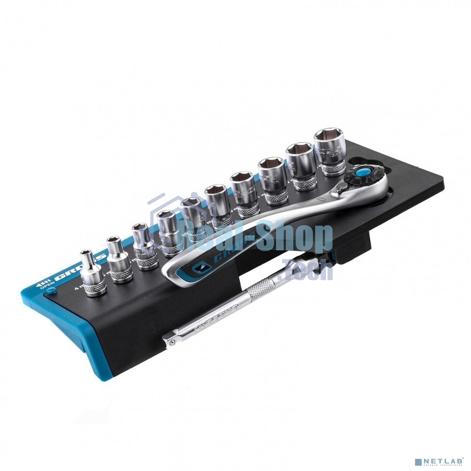 Набор торцевых головок Gross, трещотка 120 зубьев, 12 предметов, 1/4