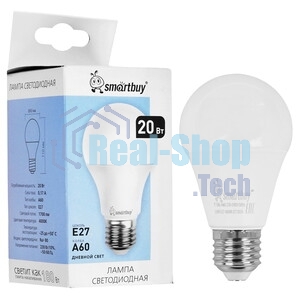 Светодиодная (LED) Лампа Smartbuy-A60-20W/4000/E27 (SBL-A60-20-40K-E27)