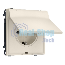 Комплект механизма электрической розетки SIGMA Бежевый матовый 50Hz 2P+E с/з с/ш и крышкой IP44 16A-250V QUANT PRO (SP3280, PR141)