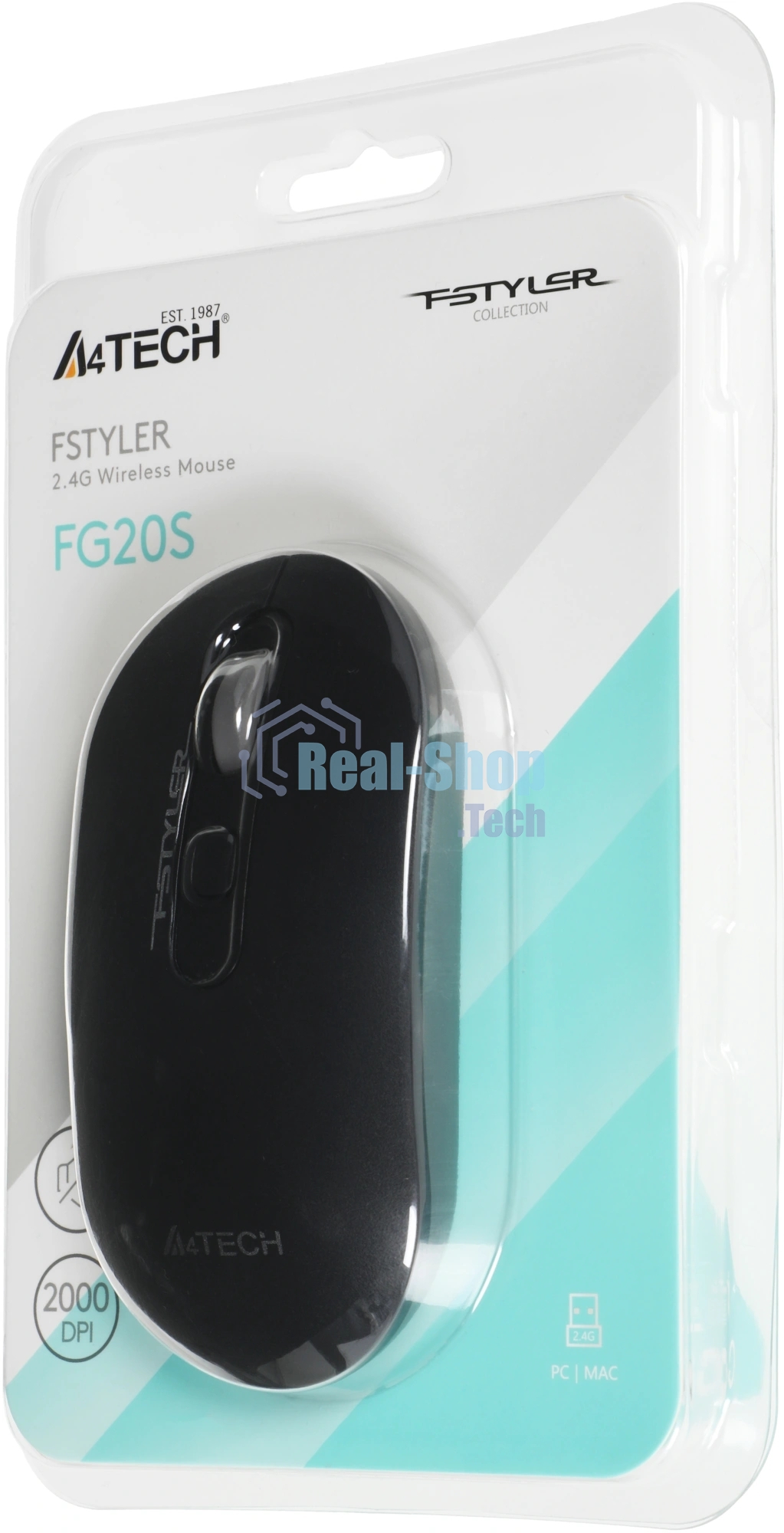Мышь беспроводная A4Tech Fstyler FG20S серый, 2000 dpi, USB Type-A, радиоканал, кнопки - 4