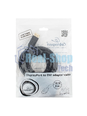 Кабель DisplayPort-DVI Gembird/Cablexpert 3м, 20M/19M, черный, экран, пакет