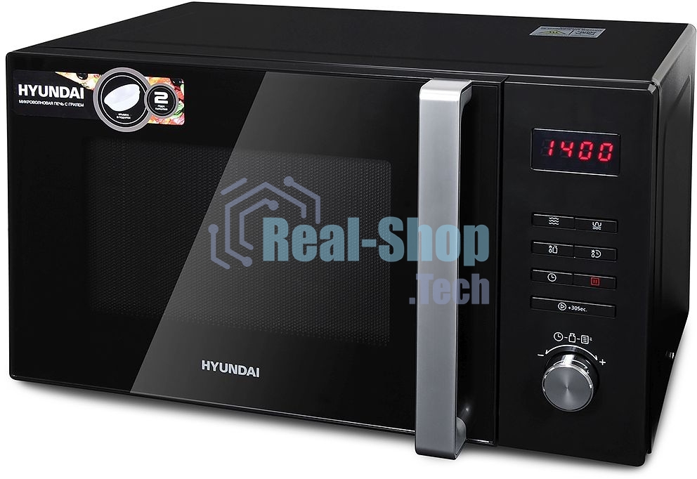 Микроволновая печь Hyundai HYM-M2062 черный, 23 л, 800 Вт, переключатели - поворотный механизм/кнопки