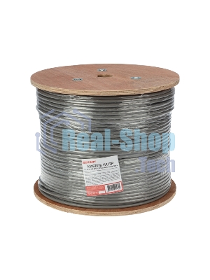 Кабель витая пара Rexant F/UTP, категория 6, ZH нг(А)-HF, 4PR, 23AWG, внутренний, серый, 305м
