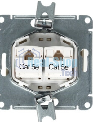 Механизм розетки комп. 2-м Glossa RJ45+RJ45 кат. 5е беж. SchE GSL000285KK