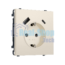 Комплект механизма электрической розетки SIGMA Бежевый матовый 2USB A+C 20W (быст. зар.) с/з с/ш 16A-250V QUANT PRO (SP3300, PR160)