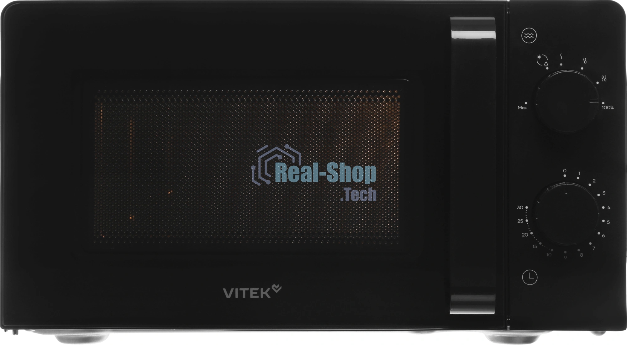 Микроволновая печь Vitek VT-MW0920 черный, 20 л, 700 Вт, переключатели — поворотный механизм