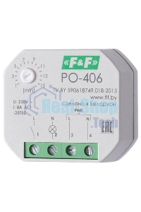 Реле времени PO-406 (задержка выкл./управ. контактом 230В 8А 1НО IP20 монтаж в коробку d-60мм) F&F EA02.001.019