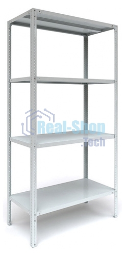 Металлические стеллажи Стеллаж MS 185/100х30/4 (Размеры внешние (ВхШхГ) 1850х1000х300 мм, 4 полки, с единой стойкой)