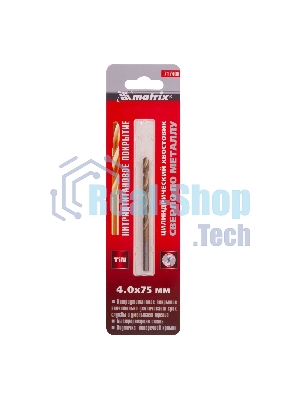 Сверло по металлу Matrix, 4 мм, HSS, нитридтитановое покрытие, цилиндрический хвостовик