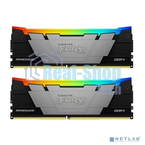 Оперативная память Kingston Fury Renegade, DDR4, 32GB (2x16GB), 3200MHz, CL16, DIMM, с радиатором, RGB, серебристый/черный