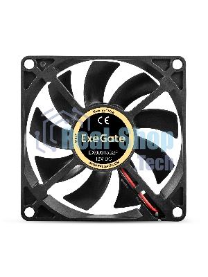 Вентилятор 12В DC ExeGate EX08015B2P (80x80x15 мм, 2-Ball (двойной шарикоподшипник), 2pin, 2000RPM, 21dBA)