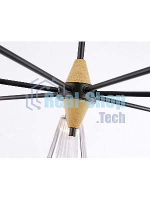 Люстра Ambrella light LH58116/7 BK/LW/SM черный/светлое дерево/дымчатый E14*7 max 40W D750*390
