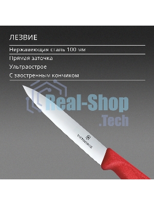 Нож кухонный Victorinox Swiss Classic 6.7701.C1 для овощей лезв.100 мм прямая заточка красный