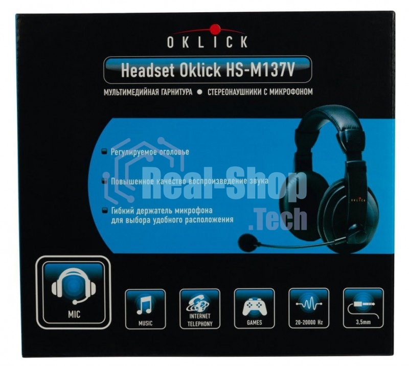 Гарнитура проводная Oklick HS-M137V черный 1.8м мониторы оголовье