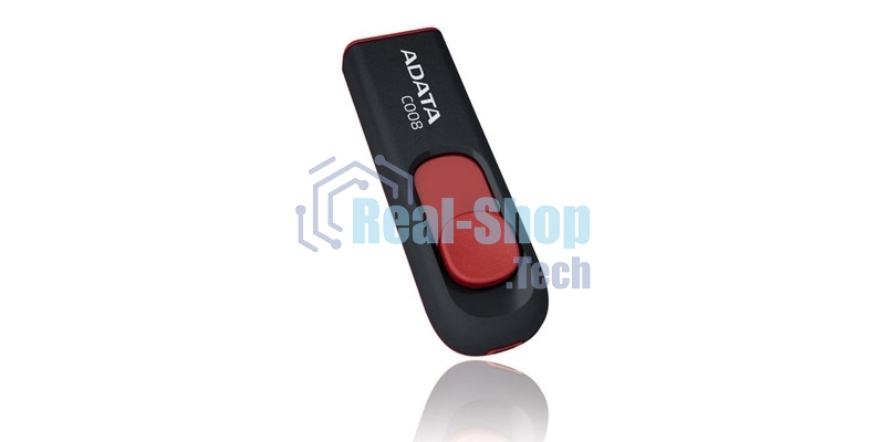 Флешка USB ADATA С008 (AC008-32G-RKD), 32Gb, USB 2.0, R/W 15/5, черный/красный