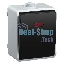 Выключатель 1-кл. ОП ФОРС 10А с подсвет. сер. IP54 ВС20-1-1-ФСр ИЭК EVS11-K03-10-54-DC