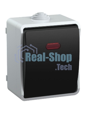 Выключатель 1-кл. ОП ФОРС 10А с подсвет. сер. IP54 ВС20-1-1-ФСр ИЭК EVS11-K03-10-54-DC
