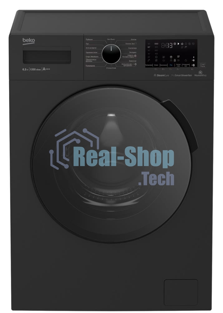 Стиральная машина Beko WSPE6H616A черный, загрузка фронтальная 6,5 кг, 1200 об/мин., класс: А++