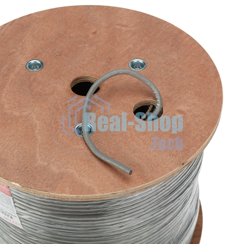 Кабель витая пара Rexant F/UTP, категория 6, ZH нг(А)-HF, 4PR, 23AWG, внутренний, серый, 305м