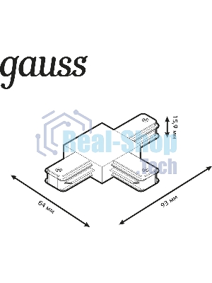 Коннектор для трековых шинопроводов Gauss (T) черный