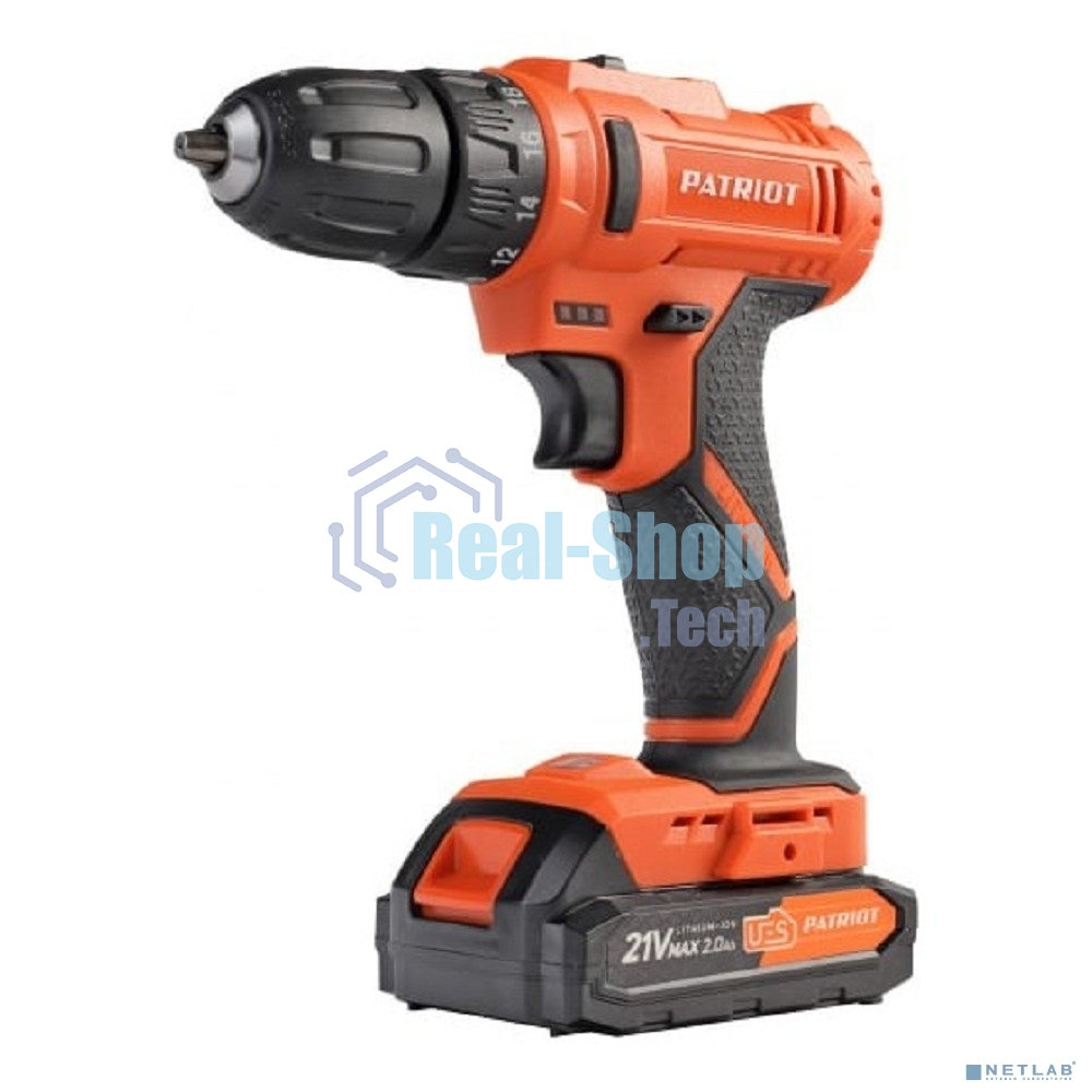 Дрель-шуруповерт аккумуляторная Patriot BR 189UES, Аккумуляторная, 21В, 2 АКБ, Кейс