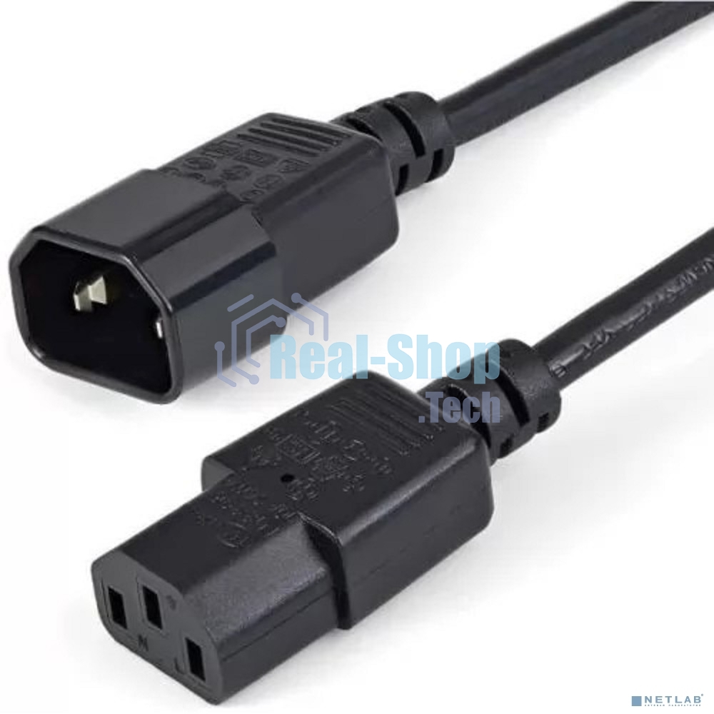 Кабель питания Filum FL-PC10-C13-C14-1.2M С13- C14, 3х0.75мм, 220В, 10A, черный, 1.2 м. [FL-PC10-C13-C14-1.2M]
