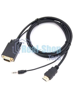 Кабель-переходник аудио-видео Premier 5-983AU HDMI (m)/VGA (m) 1.8м. черный (5-983AU 1.8)