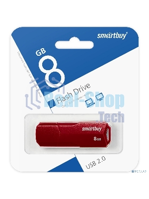Флешка USB Smartbuy CLUE Burgundy (SB8GbCLU-BG), 8Gb, USB 2.0, R/W 15/8, красный