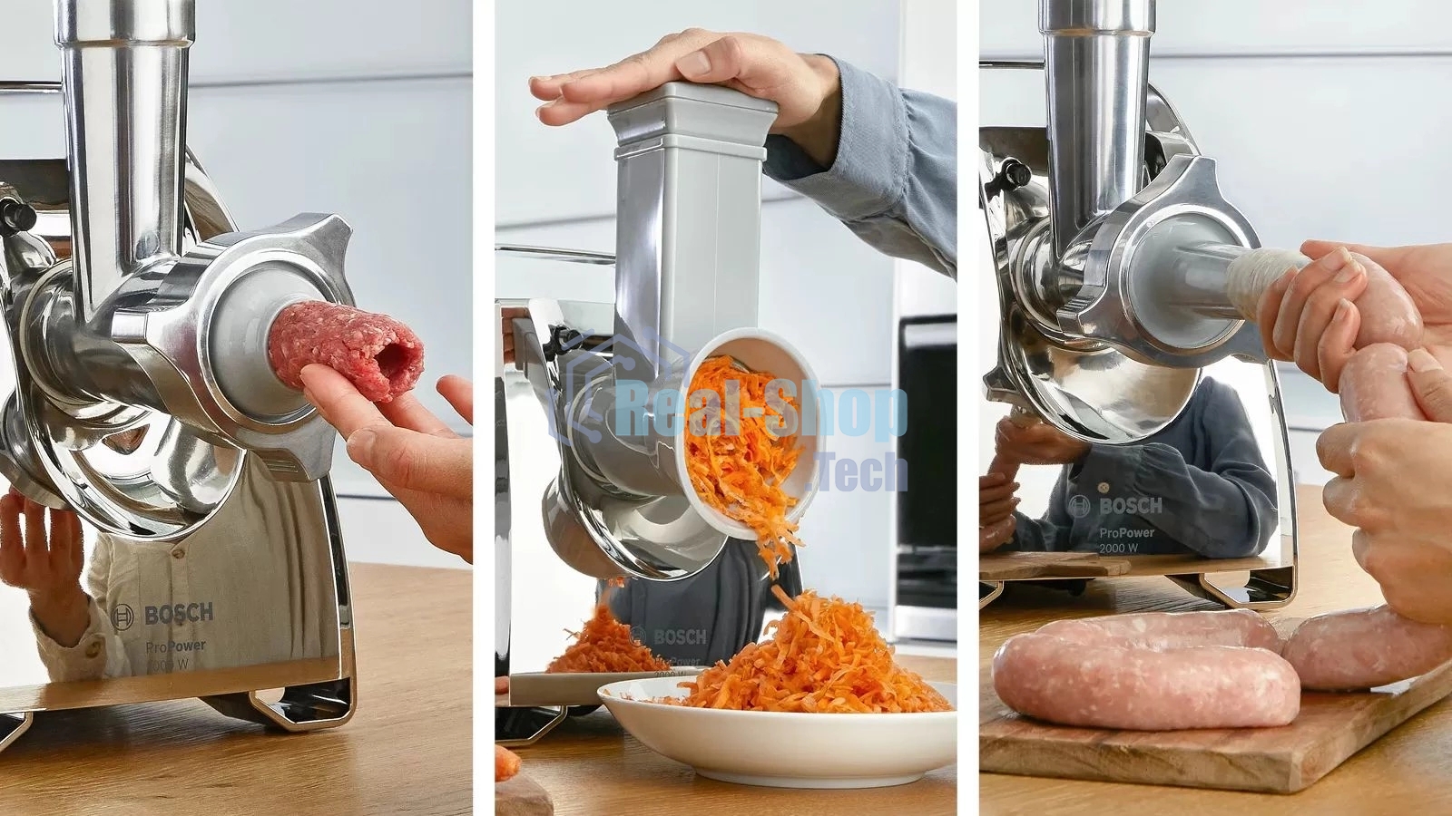 Мясорубка электрическая Bosch MFW67440 черный, 2000 Вт, 3.5 кг/мин, реверс, защита от перегрузки, насадки - 4