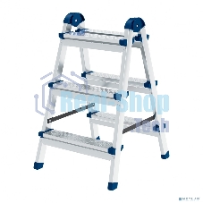 Стремянка двухсторонняя Сибртех 3 ст., сталь профиль, стальные ступени