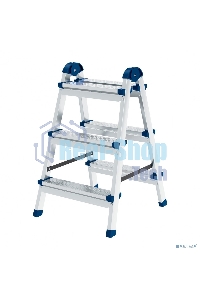 Стремянка двухсторонняя Сибртех 3 ст., сталь профиль, стальные ступени