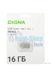 Флешка USB Digma DRIVE2 (DGFUM016A20SR), 16Gb, USB 2.0, R/W 20/10, серебристый