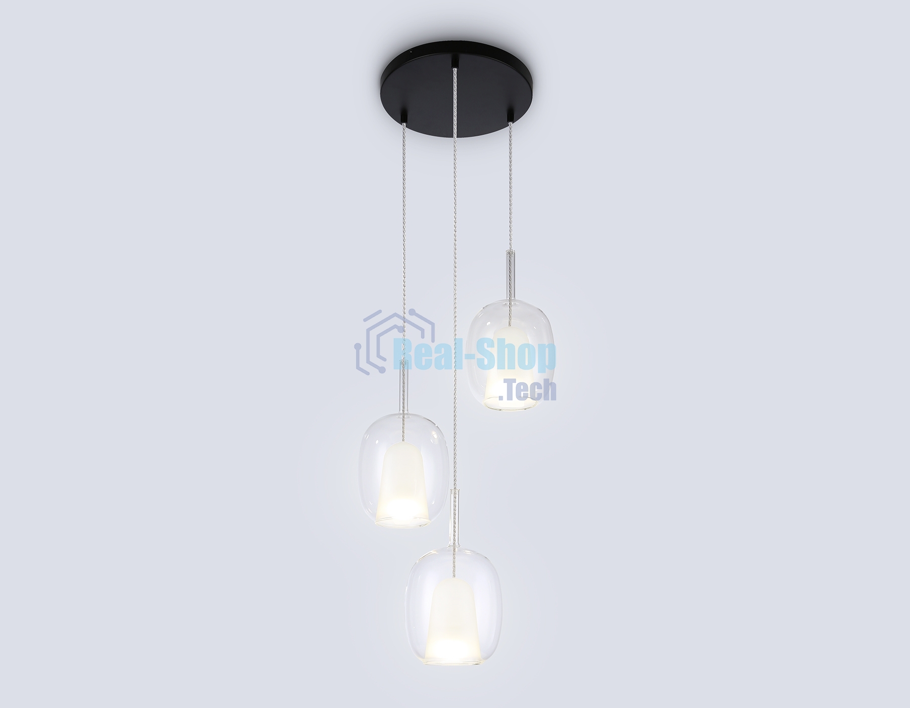 Подвесной светильник Ambrella light LH11151/3 BK/WH/CL черный/белый/прозрачный E27*3 max 60W D425*1500