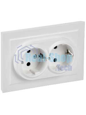 Розетка 2-м IEK BR-R24-16-K91-F СП BRITE РСш12-3-БрАБ 16А в сборе с заземл. защ. шторки арктич. бел.