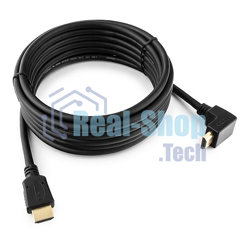 Кабель Cablexpert HDMI CC-HDMI490-15, 19M/19M, v2.0, медь, позол.разъемы, экран, угловой, 4.5м, черный, пакет