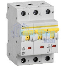 Выключатель автоматический трехполюсный ВА47-60M 3Р 50А 6кА С MVA31-3-050-C IEK