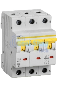 Выключатель автоматический трехполюсный ВА47-60M 3Р 50А 6кА С MVA31-3-050-C IEK