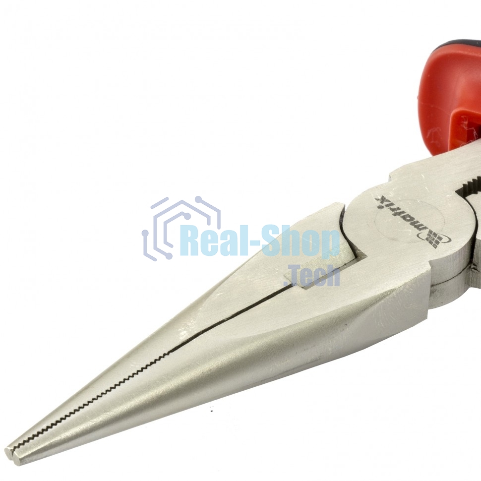 Длинногубцы Matrix NICKEL, 200 мм, прямые никелированные, двухкомпонентные рукоятки