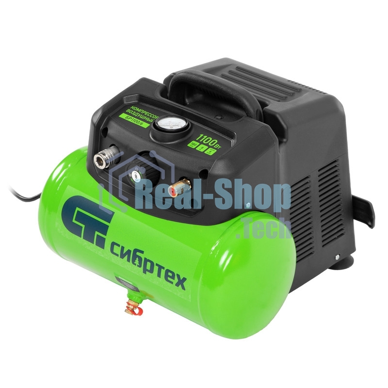 Компрессор воздушный безмаслянный Сибртех BL 1100/6 1100Вт, ресивер 6 литров, 180 л/мин
