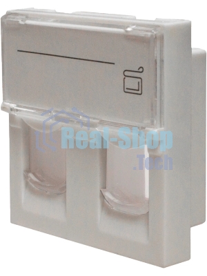Панель Suprlan 10-0302-1, лицевая со шторкой 45x45, 2xKeystone ABS пластик, белый
