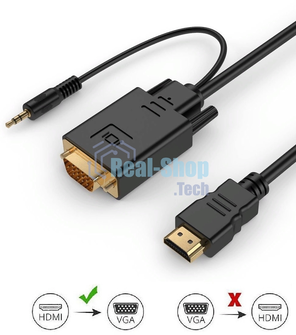Кабель-переходник аудио-видео Premier 5-983AU HDMI (m)/VGA (m) 1.8м. черный (5-983AU 1.8)